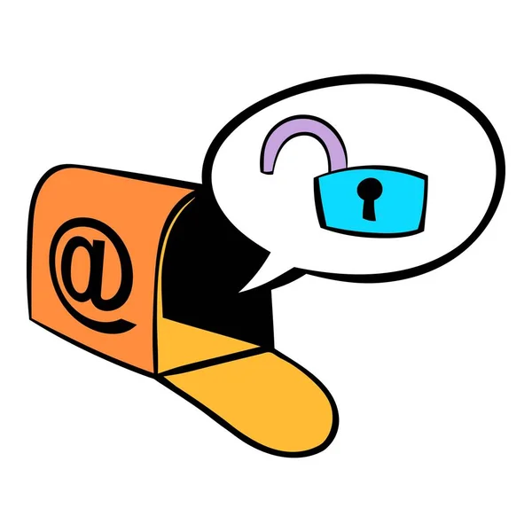 Caixa de correio com ícone de cadeado desenhos animados — Vetor de Stock