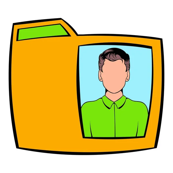 Carpeta amarilla con dibujo animado icono de foto masculino — Vector de stock