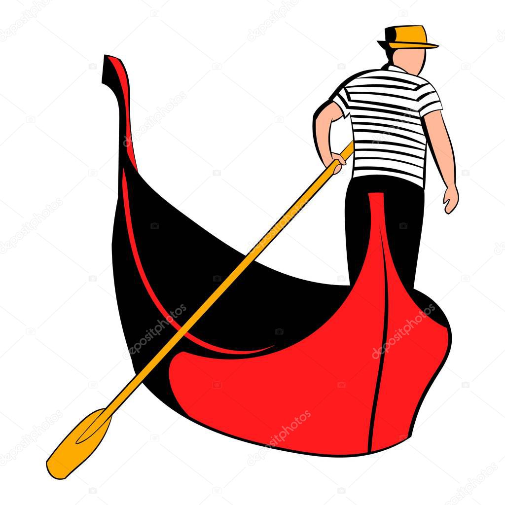 Gondola with gondolier icon cartoon