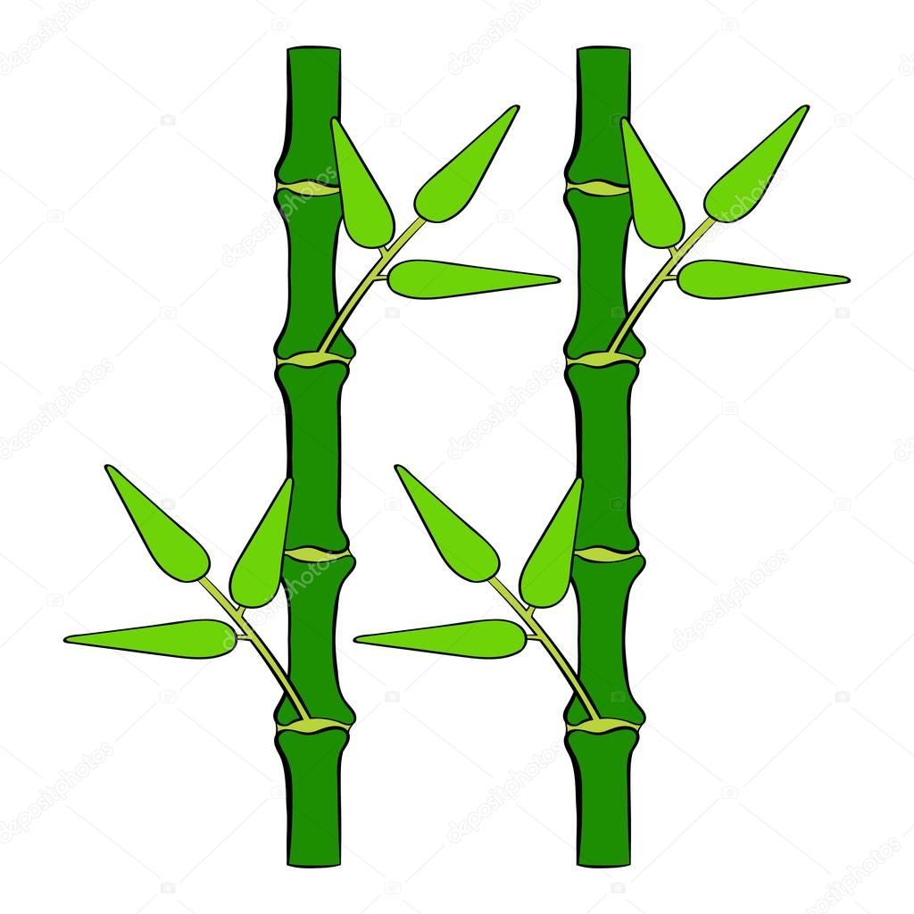 Green bamboo stem icon cartoon