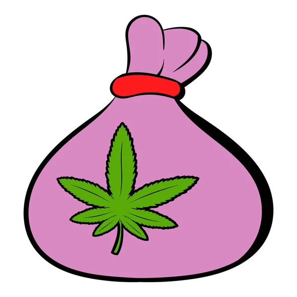アイコン漫画のマリファナの芽の小さな袋 — ストックベクタ