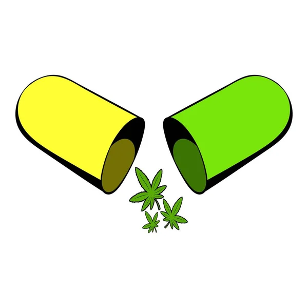 Marijuana pillola icona cartone animato — Vettoriale Stock