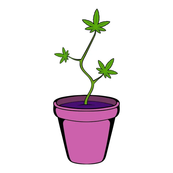 Рослина конопель в іконі горщика мультфільм — стоковий вектор
