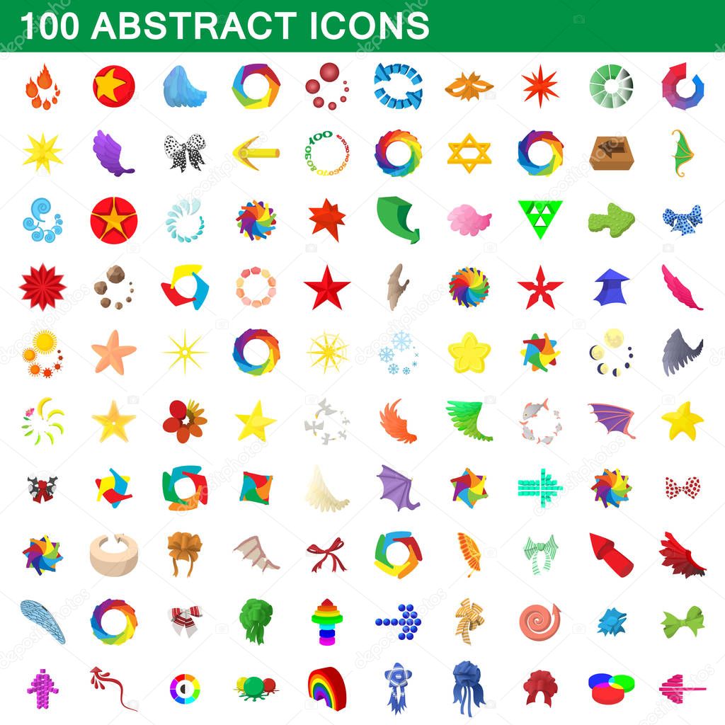 100 abstract icons set, cartoon style