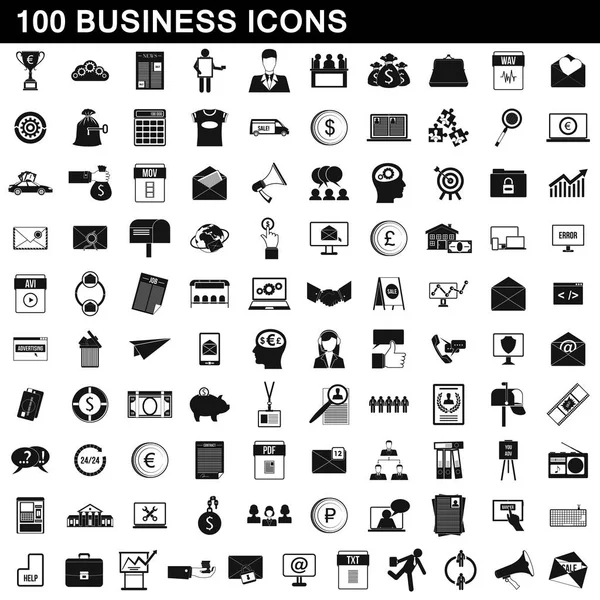 100 conjunto de ícones de negócios, estilo simples — Vetor de Stock