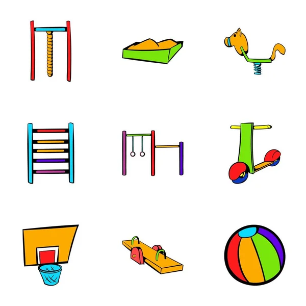 Conjunto de iconos de actividad infantil, estilo de dibujos animados — Vector de stock