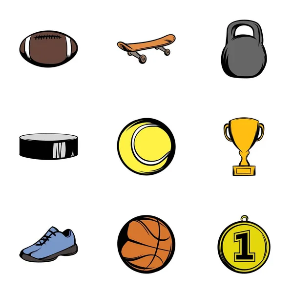 Conjunto de iconos de equipo deportivo, estilo de dibujos animados — Archivo Imágenes Vectoriales