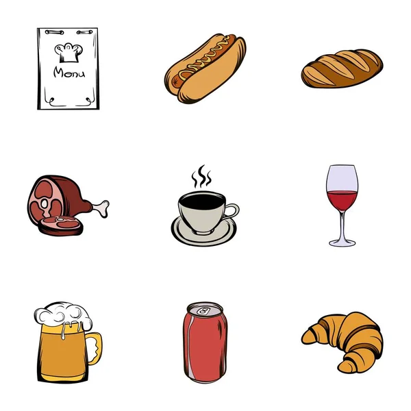 Conjunto de iconos de cocina, estilo de dibujos animados — Vector de stock