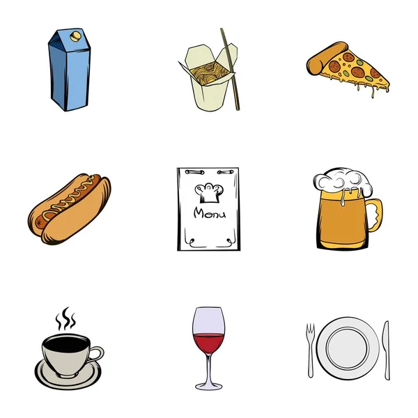 Conjunto de iconos de café, estilo de dibujos animados — Vector de stock