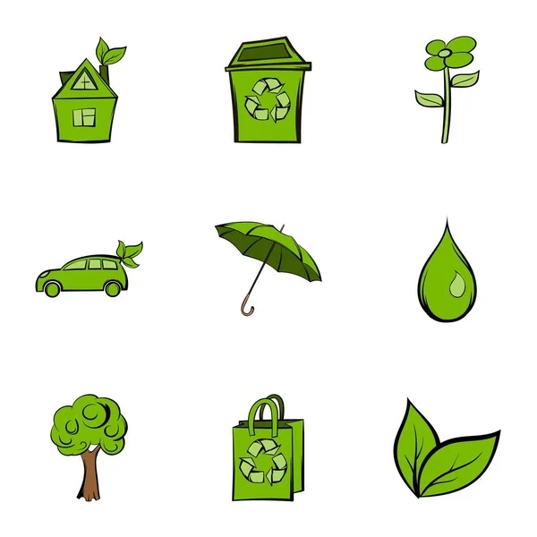 Nature icons set, cartoon style