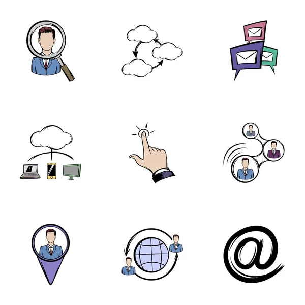Conjunto de ícones de comunicação, estilo cartoon —  Vetores de Stock