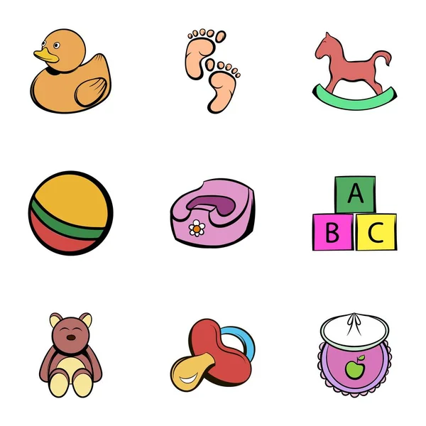 Conjunto de ícones recém-nascidos, estilo cartoon —  Vetores de Stock