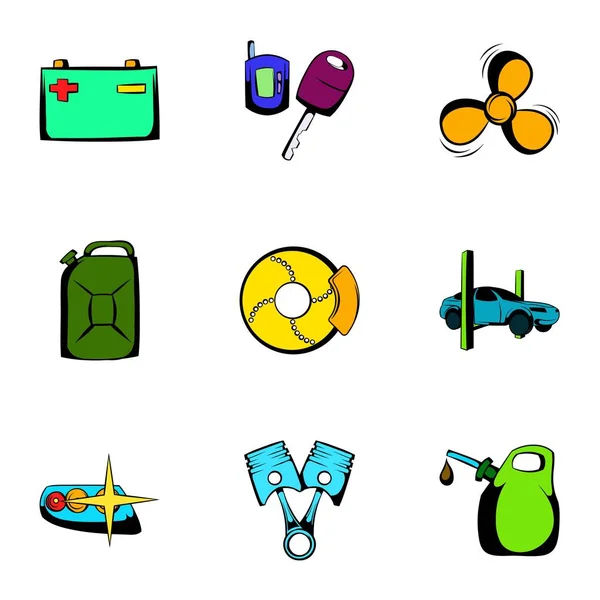 Vehicle icons set, cartoon style — Stock Vector