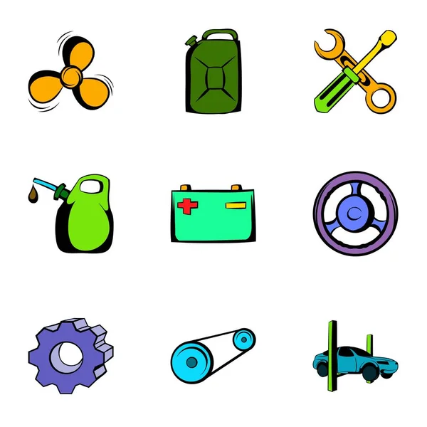 Conjunto de iconos de conducción, estilo de dibujos animados — Vector de stock