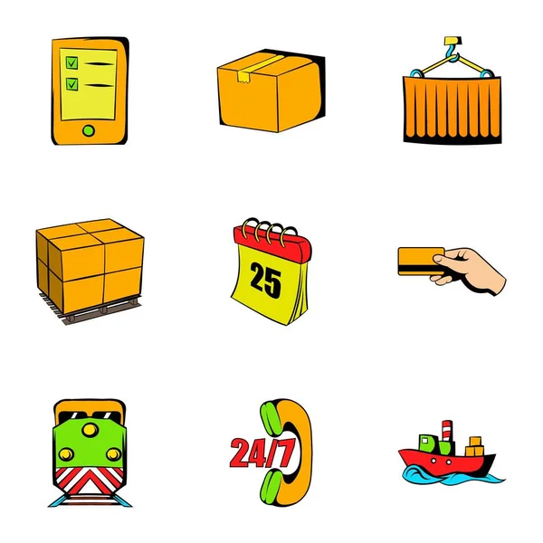 Conjunto de iconos de entrega, estilo de dibujos animados — Vector de stock
