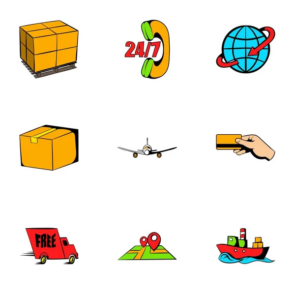 Conjunto de iconos de tienda, estilo de dibujos animados — Vector de stock