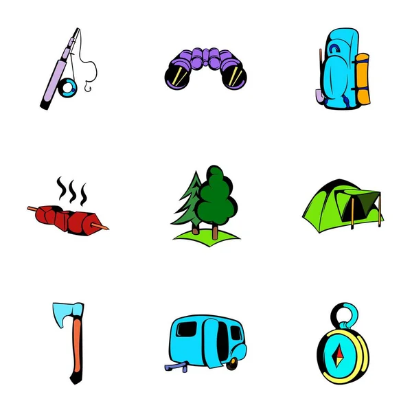 Conjunto de iconos de picnic, estilo de dibujos animados — Vector de stock