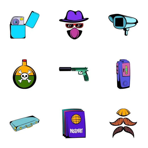 Conjunto de iconos de ladrón, estilo de dibujos animados — Vector de stock