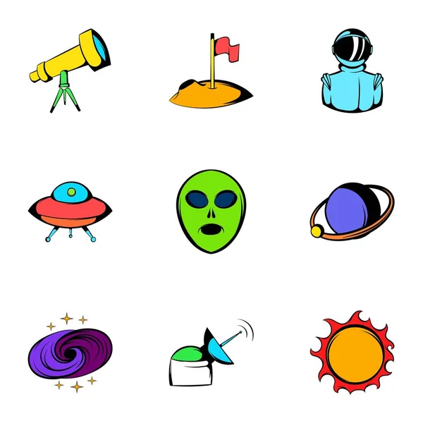 Conjunto de iconos de astronomía, estilo de dibujos animados — Archivo Imágenes Vectoriales
