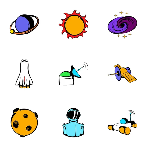 Universe icons set, cartoon style — Stock Vector