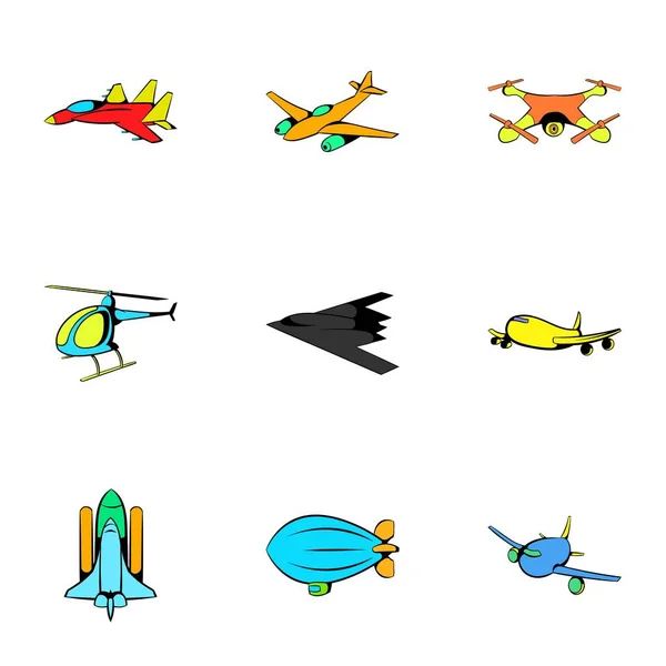Conjunto de iconos de aire, estilo de dibujos animados — Vector de stock