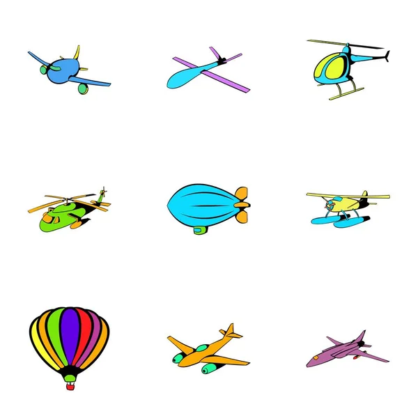 Conjunto de iconos de transporte, estilo de dibujos animados — Archivo Imágenes Vectoriales