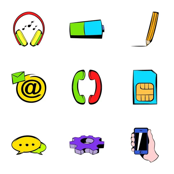 Conjunto de ícones de rede, estilo cartoon —  Vetores de Stock