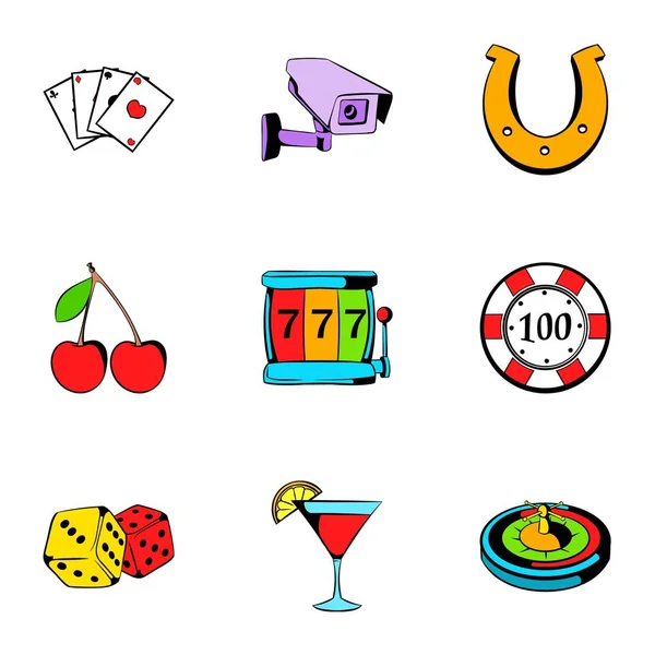 Conjunto de iconos de ruleta, estilo de dibujos animados — Vector de stock