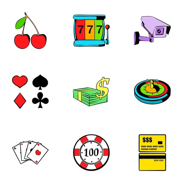 Conjunto de iconos de poker, estilo de dibujos animados — Vector de stock