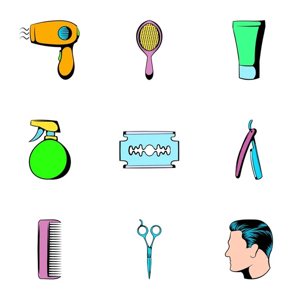 Salon icons set, cartoon style — Stock Vector