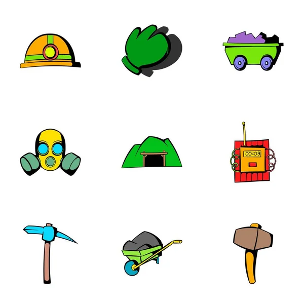 Conjunto de iconos subterráneos, estilo de dibujos animados — Vector de stock