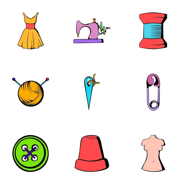 Kleermaker iconen set, cartoon stijl — Stockvector