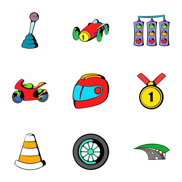 Conjunto de iconos de pista, estilo de dibujos animados — Vector de stock