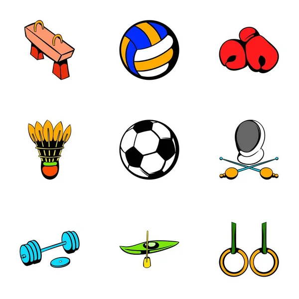 Sport concurrentie pictogrammen instellen, cartoon stijl — Stockvector