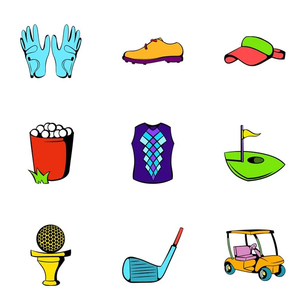 Conjunto de ícones de bola de golfe, estilo cartoon — Vetor de Stock