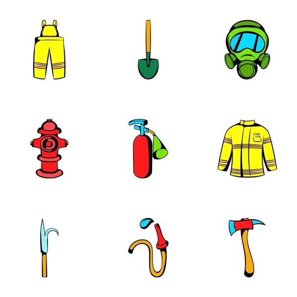 Conjunto de iconos de fuego, estilo de dibujos animados — Vector de stock