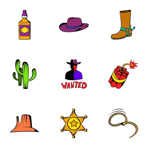 Conjunto de iconos de rodeo, estilo de dibujos animados — Vector de stock