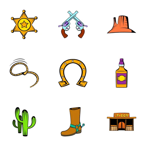 Conjunto de ícones xerife, estilo cartoon — Vetor de Stock