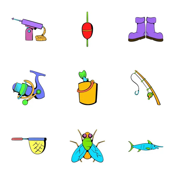 Conjunto de iconos de pescado, estilo de dibujos animados — Vector de stock