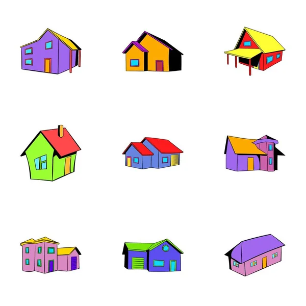 Conjunto de iconos de construcción, estilo de dibujos animados — Vector de stock