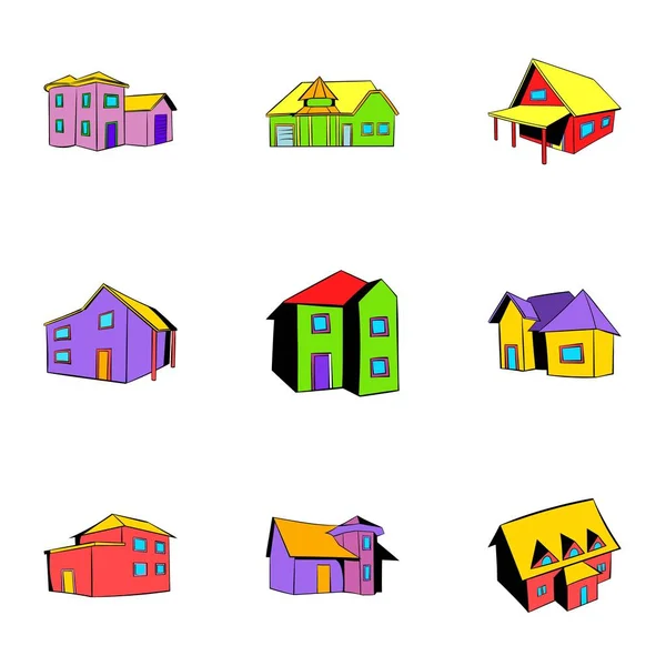 Conjunto de iconos inmobiliarios, estilo de dibujos animados — Vector de stock