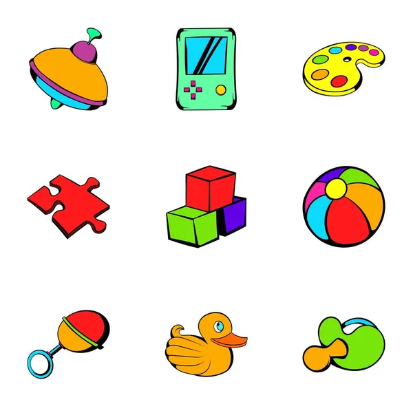 Conjunto de iconos de juguete, estilo de dibujos animados — Vector de stock