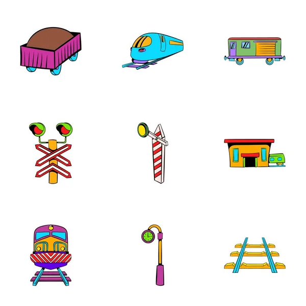 Conjunto de iconos maquinistas, estilo de dibujos animados — Vector de stock