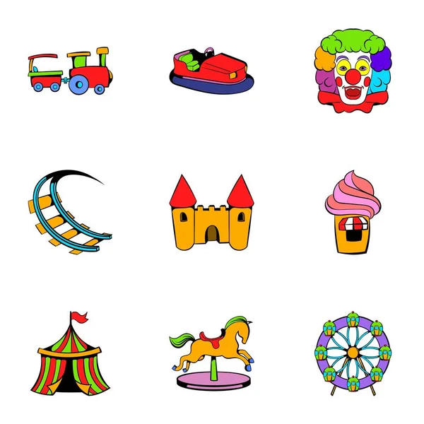 Lunapark iconos conjunto, estilo de dibujos animados — Vector de stock
