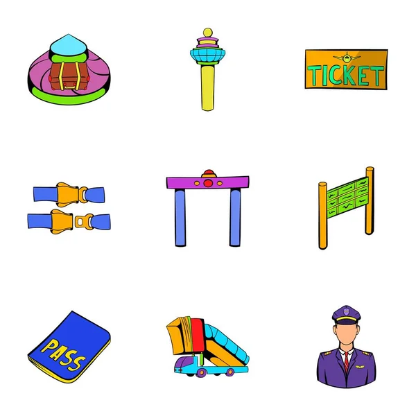 Voyage ikony set, kreslený styl — Stockový vektor