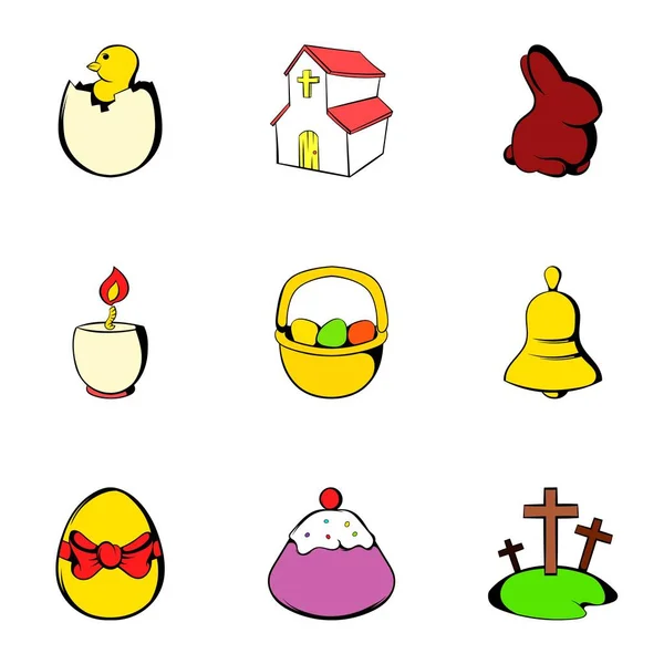 Festés tojás ikonok beállítása, rajzfilm stílusú — Stock Vector