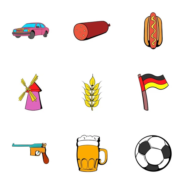 Bavaria iconen set, cartoon stijl — Stockvector