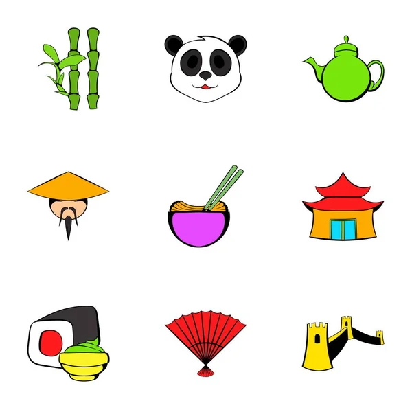 Conjunto de iconos de Japón, estilo de dibujos animados — Vector de stock