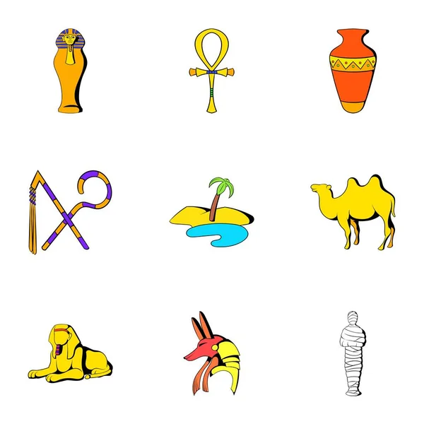 Conjunto de iconos de pirámide, estilo de dibujos animados — Vector de stock
