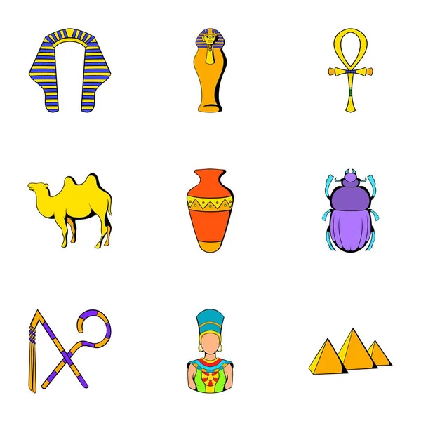 Faraon ikony set, kreslený styl — Stockový vektor
